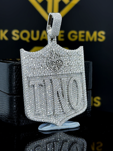 Pendentif logo personnalisé, pendentif logo en moissanite glacé, pendentif logo hip hop pour homme, diamants en moissanite, bijoux de rappeur personnalisés - Product Image 4