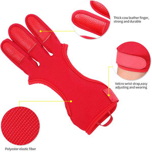 Guantes de Cuero de Vaca de 3 Dedos para Tirar de Arco y Flecha, Equipo Duradero y Cómodo, Guantes de Protección para Dedos de Tiro con Arco - Product Image 3