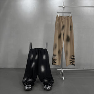 กางเกงกีฬาเอวยางยืดโอเวอร์ไซส์สำหรับผู้ชายกางเกงวิ่งจ็อกกิ้งกางเกงกีฬาขากว้างหนาออกแบบโลโก้โรงงานได้ตามต้องการ - Product Image 1