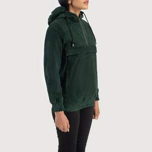 Veste pull en daim à capuche verte personnalisée de haute qualité pour hommes col montant hiver professionnel OEM Service avant Logo - Product Image 4