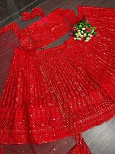 VESTIDO DE NOVIA GEORGETTE HEAVY BORDADO SECUENCIA TRABAJO LEHENGAS CON TRABAJO DUPATTA - Product Image 4