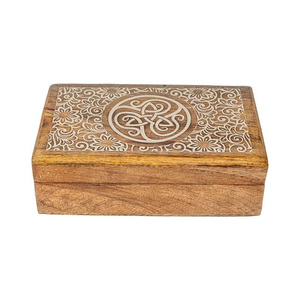 Premium Mango <b>Wood</b> <b>Jewelry</b> <b>Box</b> with Pentacle Design White Antique Multipurpose Decorative Storage <b>Box</b> at Factory Wholesale Price - Product Image 6