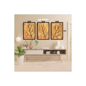 79\" MDF Table Set with Quality Printing <b>Frame</b> 3-Piece Flower Leaf Color Faded Wall Accents - Product Image 3