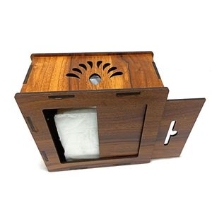 Décoration Noir Carré Boîte À Mouchoirs Porte-Serviettes En Bois Serviette En Tissu Porte-Papier Stand pour La Maison Cuisine À Manger - Product Image 6
