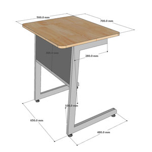 Bureau d'étudiant de style moderne avec pieds en fer en forme de C 70x50cm, mobilier scolaire en bois de caoutchouc - PSD037 - Product Image 4