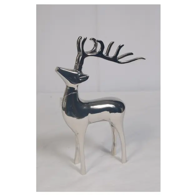 Table Decor Centerpiece Decorative Reindeer Shiny Golden Finished Metal Reindeer For Home & Christmas Decor