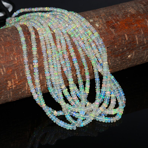 Perles rondelles lisses d'opale éthiopienne véritable pour la fabrication de bijoux 3-5mm Welo Fire Opal Loose Gemstone Beads 16 "Long Strands - Product Image 3