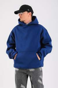 Sweat-shirt à capuche surdimensionné personnalisé OEM en molleton 100 % coton pour homme, avec poche et logo brodé, qualité hiver 2024, tendance, vente en gros - Product Image 3