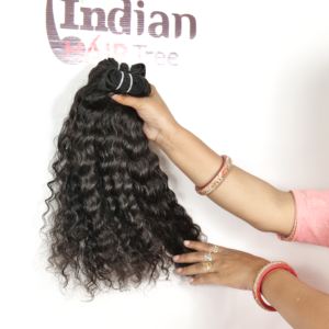 Extensions de temple indien Remy de couleur noire pour donneur unique, cuticule vierge non traitée alignée, paquet de vague profonde bouclée naturelle - Product Image 2