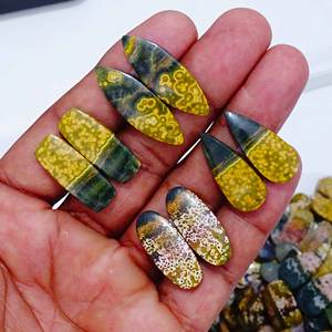 Par de piedras preciosas sueltas naturales de jaspe oceánico, precio al por mayor, último par, pendientes de uso, piedras preciosas sueltas naturales para hacer joyas - Product Image 3