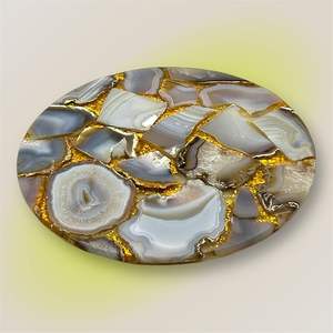 Sello de Ágata Pulida Artesanal, Decoración de Hogar de Lujo, Modelo de Flor Religiosa, Patrón de Resina, Color Personalizado, Alta Artesanía - Product Image 4