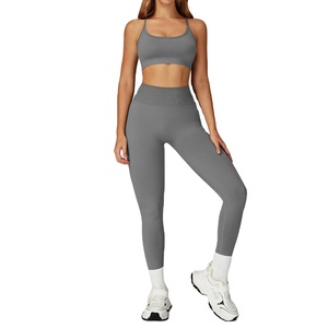 Chándal de yoga sin costuras para mujer, conjunto de 2 piezas con Sujetador deportivo y mallas de gimnasio, talla XL para ropa de gimnasio y ropa deportiva - Product Image 1