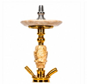 Chicha Farida de luxe égyptienne avec finition laquée marbrée, plateau lourd, vase design, ensemble 1 tuyau assorti, tige en acier inoxydable pour fumer la chicha - Product Image 2