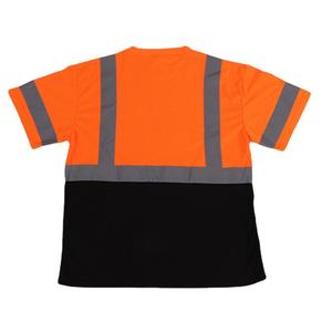 เสื้อโปโลแขนสั้นสีส้มดำมีกระเป๋าสะท้อนแสงสำหรับผู้ชายทำงาน - Product Image 3