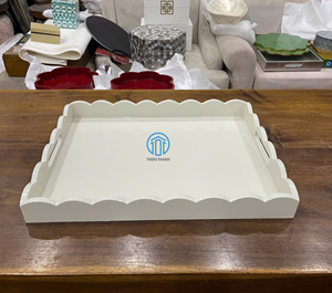 Venta al por mayor Natural Pastel Vieira Bandeja Laca Bandeja Bandejas decorativas y funcionales - Product Image 1