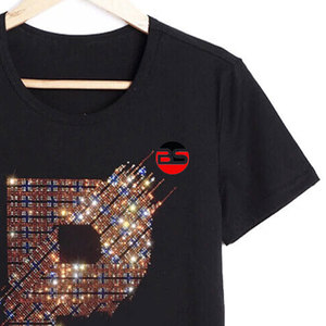 T-shirt confortable à séchage rapide pour homme, 100% coton, coupe ample, dernier design, prix bas, imprimé avec des strass. - Product Image 5