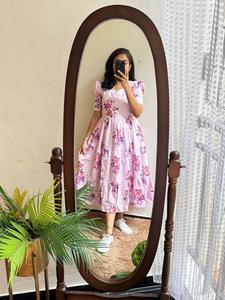 Robe mi-longue florale à la mode pour filles et femmes Cottagecore romantique esthétique, légère et respirante - Product Image 2