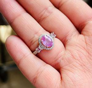 Bague cocktail en argent sterling 925 plaqué rhodium avec pierre précieuse de kunzite rose naturelle taille brillant pour femmes - Product Image 4