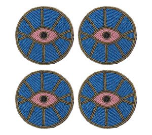 Luxury Exclusive Handmade Beaded Eyes Design 4 Set Embroidery Coaster For Fancy Dining <b>Table</b> Decor fashionable design coaster - Product Image 6