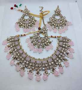 Traditional Mehndi Polish <b>Choker</b> Necklace Set with Maang Tikka for Women Ethnic Indian Wedding & Festive Wear Accessories - Product Image 3