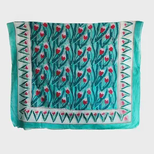 ผ้าซิ่นพิมพ์ลายบล็อกบากรู ผ้าคลุมชายหาด ปาเรโอ ขนาด 45x72 นิ้ว สีฟ้า/สีเขียวอมฟ้า/สีน้ำเงินล้วน - Product Image 4