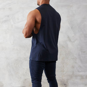 OEM Service wholesale plain thick cotton gym tank tops for men <b>black</b> sleeveless sportswear designed for durability and comfort - Product Image 6