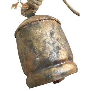 Handmade Indian Bells Recycled Iron Tin Cow Bells Rustic Antique Look Wall Vase Decorations for Home Restaurants Iron <b>Crafted</b> - Product Image 3