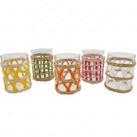 Porte-bougies en jonc de mer coloré, écologique, fait main, de haute qualité, décoration personnalisée pour la maison, fabricant vietnamien