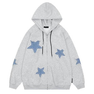 2024 venta completa cremallera bordado desgastado sin dobladillo sudaderas con capucha para hombres marca privada sudaderas con capucha de alta calidad - Product Image 1