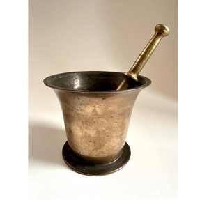 Mortier et pilon en laiton massif de luxe pour restaurant à domicile accessoires de cuisine outils pour herbes et épices broyeur de médicaments en granit masher - Product Image 4