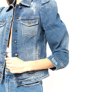 Chaqueta vaquera para mujer, chaqueta vaquera con cuello de primavera y otoño, chaquetas azul claro para mujer, alta calidad para mujer - Product Image 5