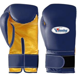 Gants de boxe professionnels en cuir doré marine avec fermeture velcro au poignet, pour l'entraînement et le sparring, pour hommes et femmes - Product Image 1