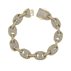 Pulsera de eslabones cubanos estilo Hip Hop oro amarillo VVS Moissanite Baguette corte rodio plateado boda Unisex 925 plata esterlina - Product Image 1
