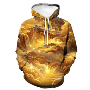 Sudaderas con capucha apilables doradas para hombre, jerséis con patrón de moda, sudaderas informales con capucha de manga larga de gran tamaño - Product Image 5