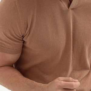 Polos pour hommes marron coton biologique à manches courtes Vintage Slim Fit surdimensionné Muscle Fit été Polo Gym Wear vente en gros - Product Image 2