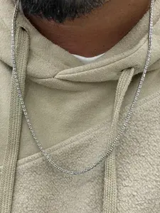 Collar de cadena de eslabones de diamante completamente helado chapado en oro blanco real de 10K sólido para accesorios de moda para hombres - Product Image 3