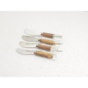 Respetuoso con el medio ambiente, 4 Uds., cuchillo plateado de acero inoxidable, cuchara, tenedor, juego de cubiertos, juego de cubiertos con mango de resina de madera - Product Image 5