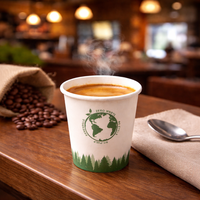 Gobelets jetables personnalisés pour café à emporter, haute densité, revêtement écologique à base d'eau, pour boissons chaudes, simple paroi, 6oz 8oz 10oz 12oz