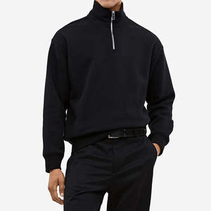 Sweat-shirt demi-zippé de qualité pour homme, hiver, 100 % coton, tissu épais, décontracté, col montant, respirant, coupe-vent - Product Image 4