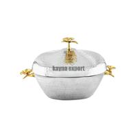 Ensemble de trois réchauds à fondue en acier inoxydable classique poli, fournitures pour hôtels et restaurants, réchaud à nourriture de table, casserole isolée
