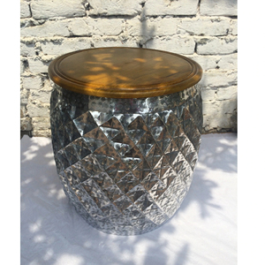 Table basse en métal poli naturel Table basse baril pour salon décorative et extérieure - Product Image 1