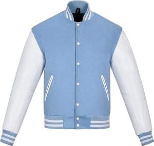 Chaqueta Varsity Personalizable para Hombre con Exterior de Lana/Poliéster, Características Impermeables y Resistentes al Viento, Servicio OEM - Product Image 1