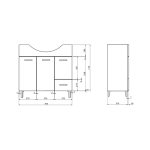 Mobile bagno Ravenna da 85 cm a pavimento in rovere bianco con lavabo in ceramica e specchio - Product Image 5