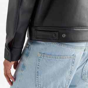 Veste en cuir pour homme de haute couture en cuir d'agneau véritable avec fermeture éclair, rembourrage en coton, col rabattu, manches longues régulières - Product Image 2