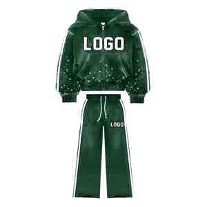 Vente en gros de survêtement décontracté vintage délavé à l'acide, sweat-shirt et pantalon de jogging, 100% coton, écologique, impression personnalisée - Product Image 2