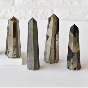 Venta al por mayor, mejor precio, torre de pirita pulida, tontos brillantes, piedras preciosas de cristal dorado, decoración del hogar para la riqueza energética y la curación del amor - Product Image 4