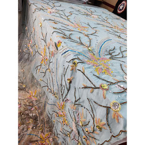 New Arrival Beaded <b>Fabric</b> Luxury Embroidery Beaded Lace <b>Fabric</b> African <b>Sequin</b> <b>Fabric</b> - Product Image 4