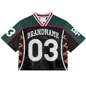 Wholesale 100% Polyester Sublimated <b>Cropped</b> Retro Soccer Jersey Streetwear Oversized American Mesh Jersey Football Jersey - Product Image 1
