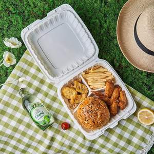 กล่องบรรจุอาหารจากแป้งข้าวโพดแบบย่อยสลายได้ 2 หรือ 3 ช่อง สำหรับขายส่ง กล่องอาหารกลางวันจากแป้งข้าวโพดแบบนำกลับบ้าน - Product Image 5