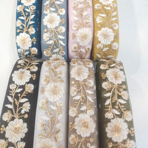 Multicolor Embroidery Flower <b>Lace</b>, Bridal Wedding Dress Accessories, Border Modification <b>Lace</b> <b>White</b> Custom Designs and Colors - Product Image 1